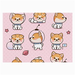 Set-kawaii-smile-japanese-dog-akita-inu-cartoon Large Glasses Cloth (2 Sides) by Salman4z