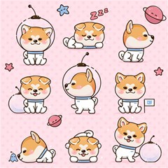 Set-kawaii-smile-japanese-dog-akita-inu-cartoon Play Mat (rectangle) by Salman4z