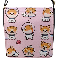 Set-kawaii-smile-japanese-dog-akita-inu-cartoon Flap Closure Messenger Bag (s) by Salman4z