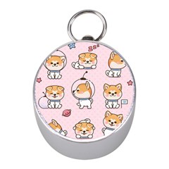 Set-kawaii-smile-japanese-dog-akita-inu-cartoon Mini Silver Compasses by Salman4z