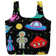 Seamless-pattern-with-space-objects-ufo-rockets-aliens-hand-drawn-elements-space Full Print Recycle Bag (xxl) by Salman4z