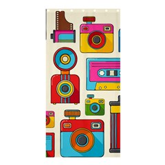 Retro-cameras-audio-cassettes-hand-drawn-pop-art-style-seamless-pattern Shower Curtain 36  X 72  (stall)  by Salman4z