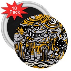 Crazy-abstract-doodle-social-doodle-drawing-style 3  Magnets (10 pack) 