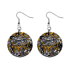 Crazy-abstract-doodle-social-doodle-drawing-style Mini Button Earrings