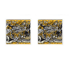 Crazy-abstract-doodle-social-doodle-drawing-style Cufflinks (Square)