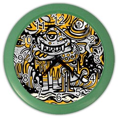 Crazy-abstract-doodle-social-doodle-drawing-style Color Wall Clock