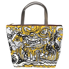 Crazy-abstract-doodle-social-doodle-drawing-style Bucket Bag