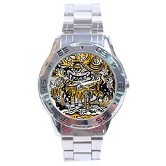 Crazy-abstract-doodle-social-doodle-drawing-style Stainless Steel Analogue Watch by Salman4z