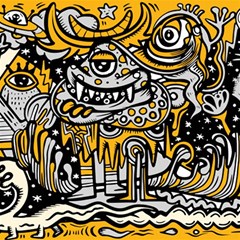 Crazy-abstract-doodle-social-doodle-drawing-style Play Mat (rectangle) by Salman4z