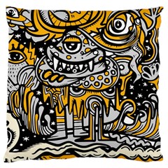 Crazy-abstract-doodle-social-doodle-drawing-style Large Cushion Case (Two Sides)