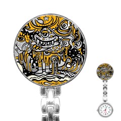 Crazy-abstract-doodle-social-doodle-drawing-style Stainless Steel Nurses Watch by Salman4z