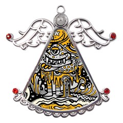 Crazy-abstract-doodle-social-doodle-drawing-style Metal Angel with Crystal Ornament