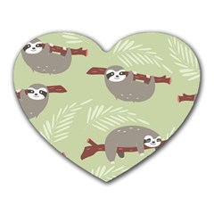 Sloths-pattern-design Heart Mousepad by Salman4z