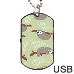 Sloths-pattern-design Dog Tag Usb Flash (two Sides)