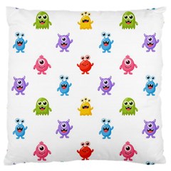 Seamless-pattern-cute-funny-monster-cartoon-isolated-white-background Large Cushion Case (two Sides) by Salman4z