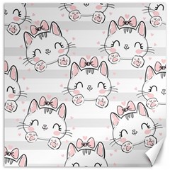 Cat-with-bow-pattern Canvas 16  X 16 