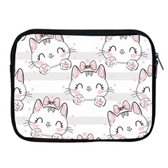 Cat-with-bow-pattern Apple Ipad 2/3/4 Zipper Cases