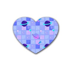 Seamless-pattern-pastel-galaxy-future Rubber Coaster (heart) by Salman4z