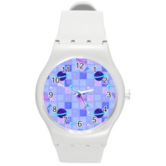 Seamless-pattern-pastel-galaxy-future Round Plastic Sport Watch (m) by Salman4z