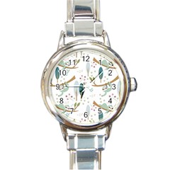 Pattern-sloth-woodland Round Italian Charm Watch