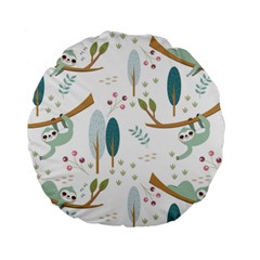 Pattern-sloth-woodland Standard 15  Premium Round Cushions by Salman4z