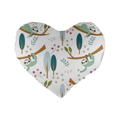 Pattern-sloth-woodland Standard 16  Premium Heart Shape Cushions by Salman4z