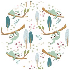 Pattern-sloth-woodland Wooden Puzzle Round