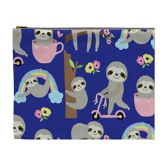 Hand-drawn-cute-sloth-pattern-background Cosmetic Bag (xl) by Salman4z