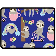 Hand-drawn-cute-sloth-pattern-background Fleece Blanket (large) by Salman4z