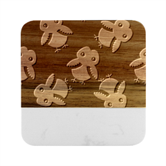 Owl-pattern-background Marble Wood Coaster (square)