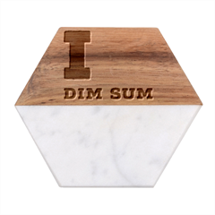 I Love Dim Sum Marble Wood Coaster (hexagon)  by ilovewhateva