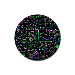 Math-linear-mathematics-education-circle-background Rubber Round Coaster (4 Pack) by Salman4z