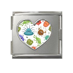 Dangerous-streptococcus-lactobacillus-staphylococcus-others-microbes-cartoon-style-vector-seamless Mega Link Heart Italian Charm (18mm) by Salman4z