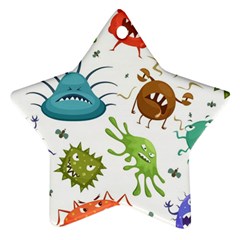 Dangerous-streptococcus-lactobacillus-staphylococcus-others-microbes-cartoon-style-vector-seamless Star Ornament (two Sides) by Salman4z