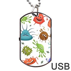 Dangerous-streptococcus-lactobacillus-staphylococcus-others-microbes-cartoon-style-vector-seamless Dog Tag Usb Flash (two Sides) by Salman4z