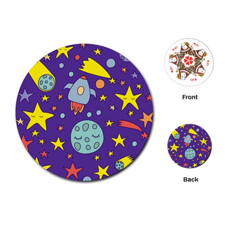 Card-with-lovely-planets Playing Cards Single Design (Round)