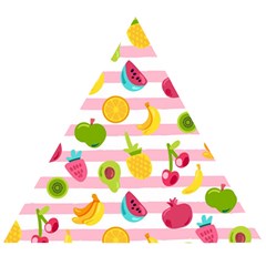 Tropical-fruits-berries-seamless-pattern Wooden Puzzle Triangle by Salman4z