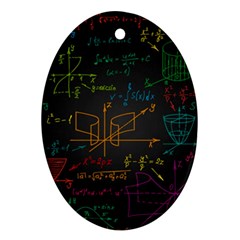 Mathematical-colorful-formulas-drawn-by-hand-black-chalkboard Ornament (Oval)