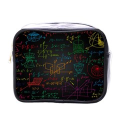 Mathematical-colorful-formulas-drawn-by-hand-black-chalkboard Mini Toiletries Bag (one Side) by Salman4z