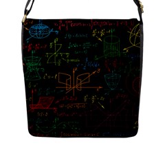 Mathematical-colorful-formulas-drawn-by-hand-black-chalkboard Flap Closure Messenger Bag (L)