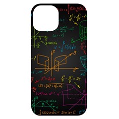 Mathematical-colorful-formulas-drawn-by-hand-black-chalkboard Iphone 14 Black Uv Print Case by Salman4z