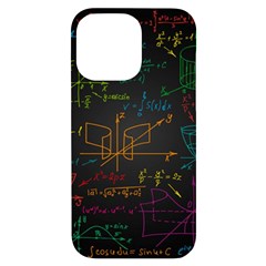 Mathematical-colorful-formulas-drawn-by-hand-black-chalkboard Iphone 14 Pro Max Black Uv Print Case by Salman4z