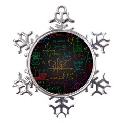 Mathematical-colorful-formulas-drawn-by-hand-black-chalkboard Metal Large Snowflake Ornament by Salman4z