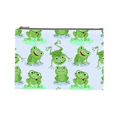 Cute-green-frogs-seamless-pattern Cosmetic Bag (large) by Salman4z