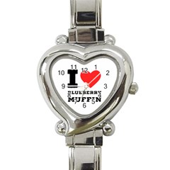 I Love Blueberry Muffin Heart Italian Charm Watch by ilovewhateva