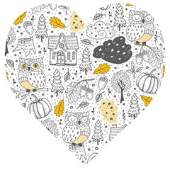 Doodle-seamless-pattern-with-autumn-elements Wooden Puzzle Heart by Salman4z
