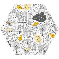 Doodle-seamless-pattern-with-autumn-elements Wooden Puzzle Hexagon by Salman4z