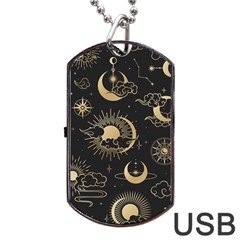 Asian-seamless-pattern-with-clouds-moon-sun-stars-vector-collection-oriental-chinese-japanese-korean Dog Tag Usb Flash (one Side) by Salman4z