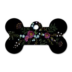Embroidery-trend-floral-pattern-small-branches-herb-rose Dog Tag Bone (one Side) by Salman4z