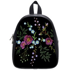 Embroidery-trend-floral-pattern-small-branches-herb-rose School Bag (small) by Salman4z